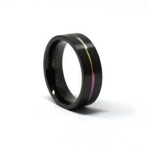 Titanium Black Rainbow 8mm Wide Men's Wedding Band